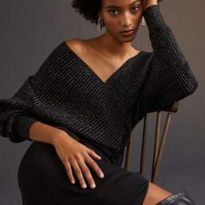NWT Anthropologie Shimmer Surplice Sweater